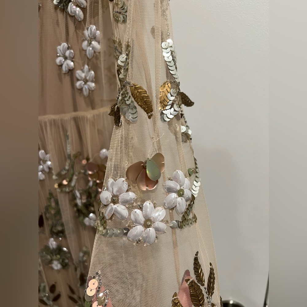 TOPSHOP Embellished Illusion Beige Tan Gown - Picture 12 of 14